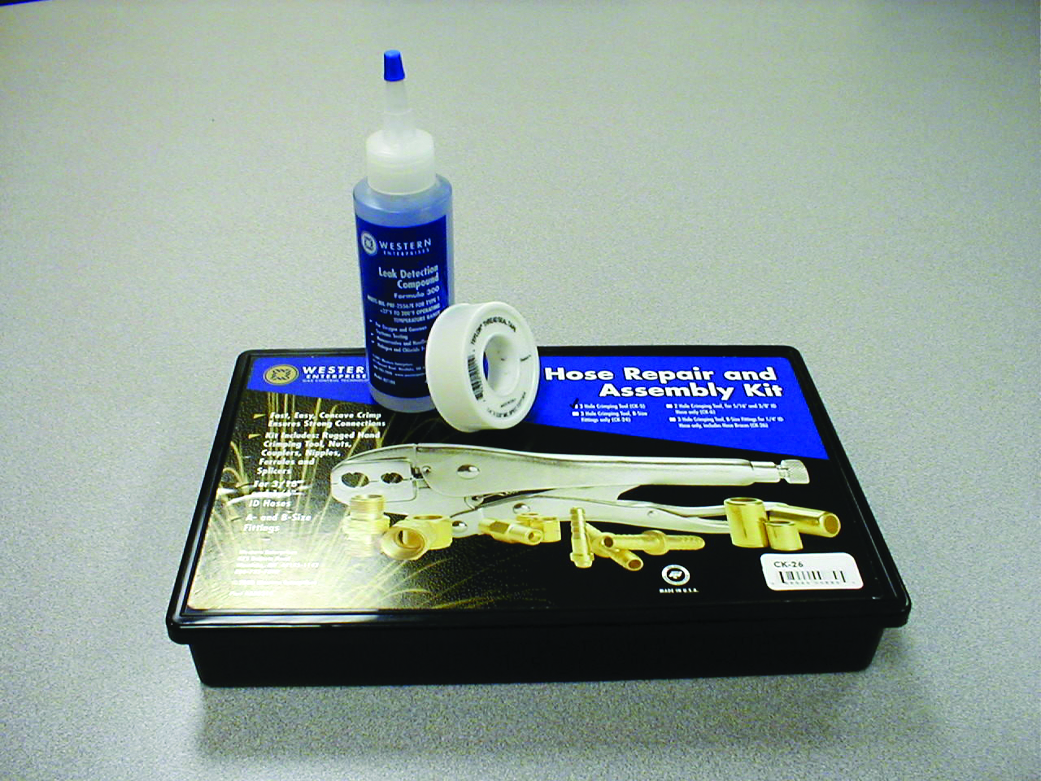 Western Enterprises®  for 1/4ID Hose.  Includes C-5 crimping tool and B size fittings.